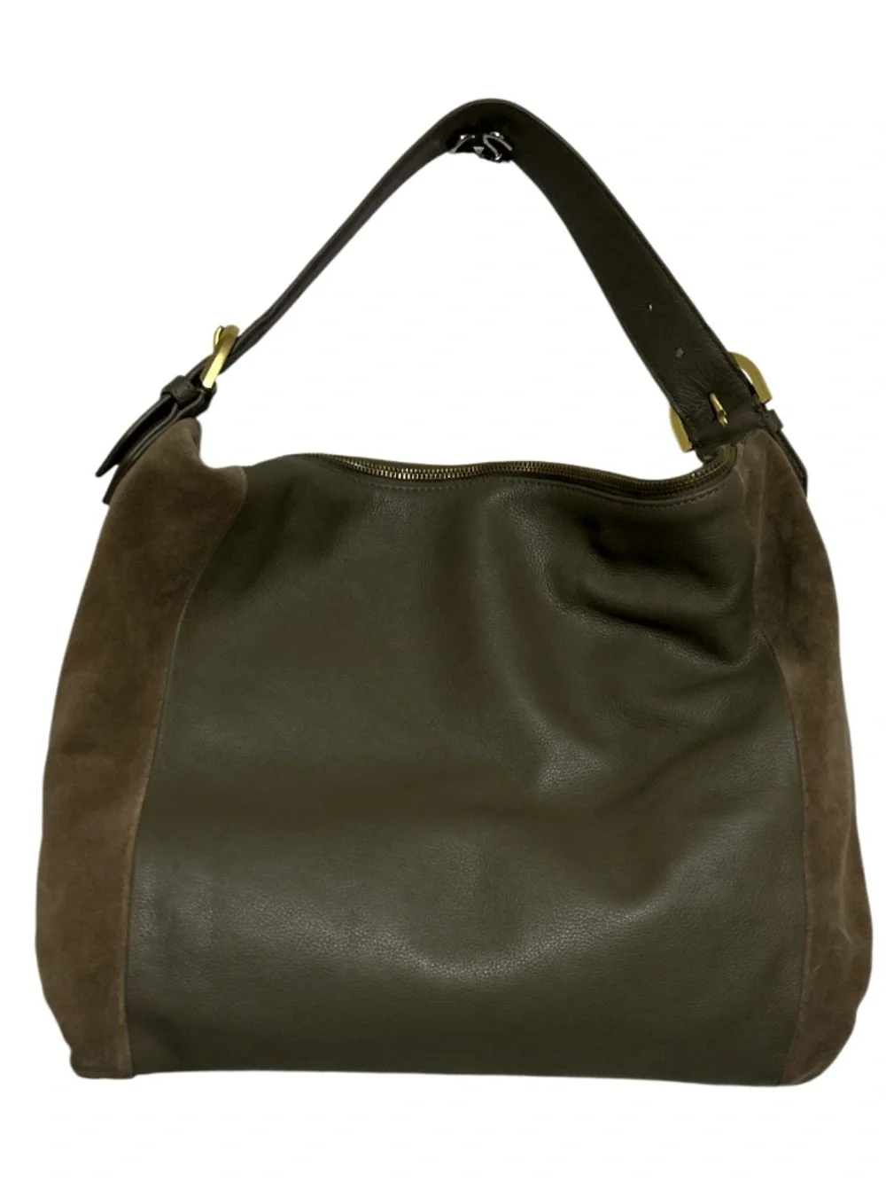Vince Gamuto Pebble Leather/Suede Elize Hobo Morel
